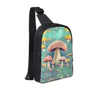 Bolsos cruzados de color verde oscuro sólido para mujeres y hombres, bolso bandolera de moda, bolsa casual con correa de hombro convertible., Pretty Little Mushrooms, Talla única