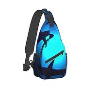 Bolsos cruzados para hombre, casual, compatible con Ocean Blue Sea Floating Sharks Daypacks para ciclismo y viajes, mochila de hombro con correa de moda, mochila cuadrada con bolsillo pequeño para mon