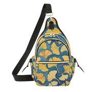 Bolsos cruzados para mujer, bolsa de gimnasio para golf, viajes, pintura artística azul con hojas de gingko