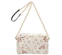Bolsos cruzados para mujer, de piel sintética, cruzados, bandolera, bandolera, correa ancha ajustable, retro, rojo, blanco roto con patrón de hojas de arce