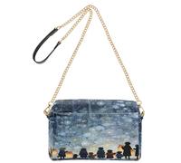 Bolsos cruzados para mujer, de piel sintética, cruzados, bandolera, correa ancha ajustable, una serie de copos de nieve en forma de estrella que caen del cielo (cada uno con una luz débil) The