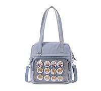 Bolsos cruzados para mujeres y niñas, bolsa de lona transparente de PVC con ventana, bolsa de mano para libros escolares, bolsa de hombro JK, Blue
