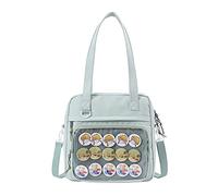 Bolsos cruzados para mujeres y niñas, bolsa de lona transparente de PVC con ventana, bolsa de mano para libros escolares, bolsa de hombro JK, Green