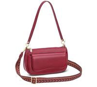 Bolsos cruzados pequeños Hobo para mujer, bolsos de hombro de cuero vegano, bolso de moda, Rojo vino