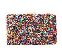 Bolsos de acrílico para mujer, bolsa de embrague geométrica de noche elegante monederos caja bandolera para banquete de boda, baile de fin de curso, Piedra multicolor.