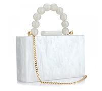 Bolsos de acrílico para mujer, bolso de mano de noche, bolso de mano para mujer, bolso cruzado con cadena de perlas, boda, fiesta formal de baile de graduación, Blanco, Talla única