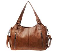 Bolsos de cuero para mujer, bolsos grandes y bolsos de hombro de cuero para el trabajo, viajes, Brown, 15.75x9.84x5.91inch
