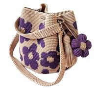 Bolsos De Ganchillo para Mujer - Tote De Ganchillo Artesanal Flor | Tejida Mujer - para Natación, Paseo En, Crucero, Vacaciones, Viaje, Verano, Gimnasio, Almuerzo, Ducha, Mojado, Muelle