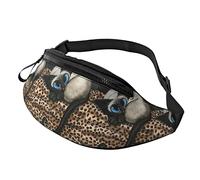 Bolsos De Gimnasio Gato Siamés Gato Leopardo Siesta Unisex Riñonera Militar Hombre Ligera,Multifuncional Bolsos Bandolera para Senderismo Pasear A Perros Aptitud 14X35Cm