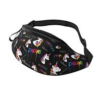 Bolsos De Gimnasio Uni-Corn Dreams Magical Rainbow Unisex Riñonera De Marcha con Agujero De Auriculares,Multifuncional Bolso De Cintura para Correr Entrenamiento Aptitud 14X35Cm