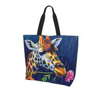Bolsos De Hombro Cara Lateral De Una Jirafa Colorida Mujer Tote Bag Ligero Bolso Tote Impermeable Bolso De Mano Para Universidad Vacaciones Verano