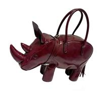 Bolsos de hombro con forma de rinoceronte 3D, bolso cruzado de cuero para mujeres y niñas, bolsos de mano con asa superior, Red