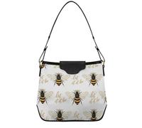 Bolsos de hombro de tamaño mediano con bolsillos con cremallera, bolsa de mano de piel sintética para mujer, bolsa de hombro duradera para viajes, ciudad, color blanco abeja reina