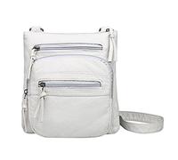 Bolsos de hombro para mujer, bolso de hombro lavable, bolso de compras casual, bolsos de hombro cuadrados 39 cm, Blanco, Talla única para todos