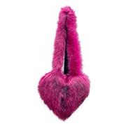 Bolsos de invierno for mujer, bonitos bolsos de hombro de felpa con forma de corazón for mujer, bolso de mano bonito, bolso de mano de amor(Rose red)