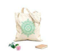 Bolsos de lona de algodón para mujer 340g/m² Mandala de la cultura báltica perfecto y detallado que combina patrones geométricos complejos con elementos tradicionales. Material agradable para la piel