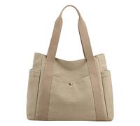 Bolsos de lona para mujer, con múltiples bolsillos, estilo retro, casual, con asa superior, para el coche, entre asientos, Khaki, Talla única