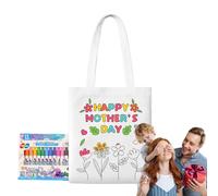 Bolsos de Lona Sin Estampar - Bolsa De Regalo Para Colorear - Actividades Educativas de Aprendizaje para el Día de la Madre con Rotuladores de Pintura para Niños de 3 Años en Adelante Hogar Colegio Au