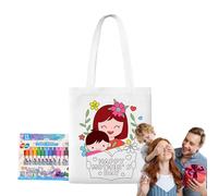 Bolsos de Lona Sin Estampar, Bolsa Para Colorear Y Dibujar, Actividades Educativas de Aprendizaje para el Día de la Madre con Rotuladores de Pintura para Niños de 3 Años en Adelante Hogar Colegio Aula