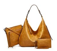 Ashioup Bolso de mano para mujer Vintage PU Cuero Bolsos Hobo Tote Bolso de hombro con cremallera…, Awn Yellow, Talla única