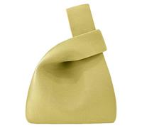 Bolsos de Mano de Ganchillo para Mujer Bolso de Regalo de Color Sólido bolsos de Hombro Bolso de Nudo de Manga de Punto Bolso Pequeño Lindo Portátil Bolso Plegable, Amarillo