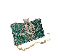 Bolsos de mano de noche de lujo con brillantes diamantes de imitación for mujer, bolsos cruzados con piedras preciosas for bodas, graduaciones, cenas y fiestas. Bolsos De Gala Con Strass(Green)