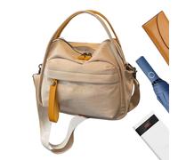 Bolsos de mujer - Bolso grande con cremallera, bolso Tote con correas extraíbles - Para Adolescentes Escuela Viaje Fin de semana Gimnasio Picnic Shopping Oficina Universidad, Caqui., Fare riferimento