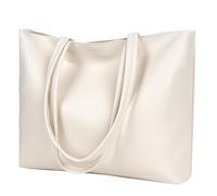 Bolsos de Mujer, Cuero PU Bolsa Tote Grande, Bolso Bandolera Mujer Bolso, Gran Capacidad Bandolera Casual con Cremallera, para Compras, Viajes de Trabajo (Blanco)