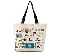 Bolsos De Mujer Llévame A Dakota Del Sur Reutilizables Bolso De Mano Casual Bolsa De Lona Para Trabajo Amigas Escolares