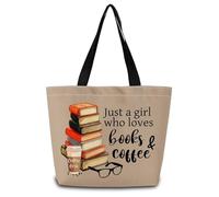 Bolsos De Mujer Solo Me Encantan Los Libros Y El Café Plegable Bolso Shopper Ligera Bolsa De Compras Para Enfermería Playa Camping