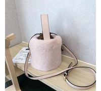 Bolsos de mujer tipo cubo felpa invierno gran capacidad cálidos un solo hombro elegantes suaves otoño estudiantes moda informal(Pink)