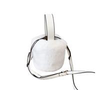 Bolsos de mujer tipo cubo felpa invierno gran capacidad cálidos un solo hombro elegantes suaves otoño estudiantes moda informal(White)