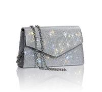 Bolsos de noche brillantes para mujer, con diamantes de imitación, para fiesta, graduación, boda, plateado, 98.7 cubic inches