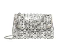 Bolsos de noche para mujer, bolso de noche de lujo para mujer, bolso de mano portátil con diamantes de imitación para cumpleaños, Año Nuevo, Navidad, Pascua, Silver, Refer to description