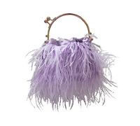 Bolsos de noche para mujeres Plumas Clutch Avestruz Pluma Bolso de plumas Bolso de plumas Vestido Monedero Flecos Embrague nupcial Fiesta de bodas Morado