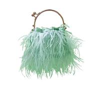Bolsos de noche para mujeres Plumas Clutch Avestruz Pluma Bolso de plumas Bolso de plumas Vestido Monedero Flecos Embrague nupcial Fiesta de bodas Cerceta