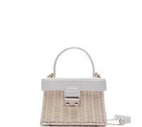 Bolsos de Paja Bolso de la paja de la vendimia de la vendimia de la vendimia de la vendimia blanca de la vendimia de la vendimia Casual portátil para las mujeres Canasta Bolsa de ratán (Color : White