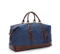 Bolsos de Viaje Cuero Lona for Hombre, Bolso Equipaje Mano, for, Grande Fin Semana para Viajes(Deep Blue)