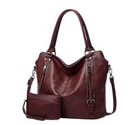 Bolsos grandes para mujer, de poliuretano, bandolera, bandolera, bolso de hombro a la moda, informal, suave, bolso de mano para mujer, tarot, rojo, talla única