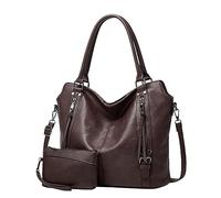Bolsos grandes para mujer, de poliuretano, bandolera, bandolera, bolso de hombro a la moda, informal, suave, bolso de mano para mujer, tarot, café, talla única