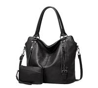 Bolsos grandes para mujer, de poliuretano, bandolera, bandolera, bolso de hombro a la moda, informal, suave, bolso de mano para mujer, tarot, Negro , talla única