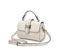 Bolsos Informales For Mujer, Bandolera De Cuero Auténtico, Bolso Cuadrado De Mano De Un Solo Hombro De Cuero(Off-white)