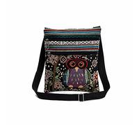 Bolsos Mujer Mochilas Retro Bolsos Bandolera Grandes Multifuncional Lona Tipo Casual bordadas del búho de las mujeres Bolsos Paquete del cartero