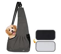 Bolsos para Mascotas Transportín para Perros Pet Carrier Dog Hand Sling Carrier Bandolera Correa de Hombro Acolchada Ajustable Tote Bag con Bolsillo Delantero Puppy Carrier ，Talla L（Gris）