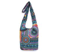 Bolsos para mujer, de hombro, bandolera, de lona, a la moda, hippies, bohemios, con estampado de animales, Verde-Púrpura
