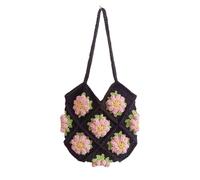Bolsos Tejidos Crochet Bolso de hombro for mujer, hecho a mano, con hilo ganchillo y flores, informal, for ir compras en verano playa DIY(Color 2)