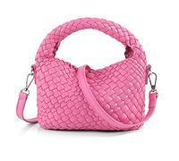 Bolsos tejidos para mujer, bolso cruzado pequeño, bolso de mano tejido para niñas, bolso de hombro desmontable con correa de hombro, ROSA ROSA