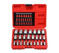 Bolt Extractor Kit - 25-Piece Hex Multi-Tooth Hand Tool Set, High-Efficiency Socket Set for Stripped, Broken, or Damaged Screws, Studs, Nuts | Heavy Duty Metal Repair Tool for Machinery, Furniture, Mo
