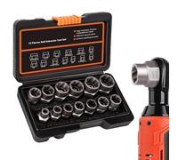 Bolt Extractor Kit - Stripped Socket Remover, Drive Bolt Nut Removal Set with 3/8-Inch Adapter, 13+1 Piece Socket Kit for Damaged Rusted Round Broken Fasteners, Workshop Garage Automotive