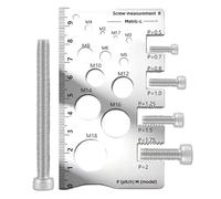 Bolt Size Finder - Portable Thread Gauge Measuring Ruler, Precision Bolt Measurement Tool, Durable Metal Scale, Fast Size Identification For Garage Workshop Mechanical Engineering Plumbing